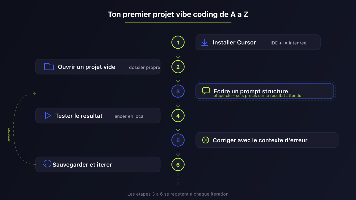 Comment faire du vibe coding : les 6 étapes d'un premier projet avec Cursor